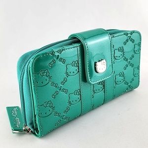 Hello Kitty Teal Metallic Embossed Wallet